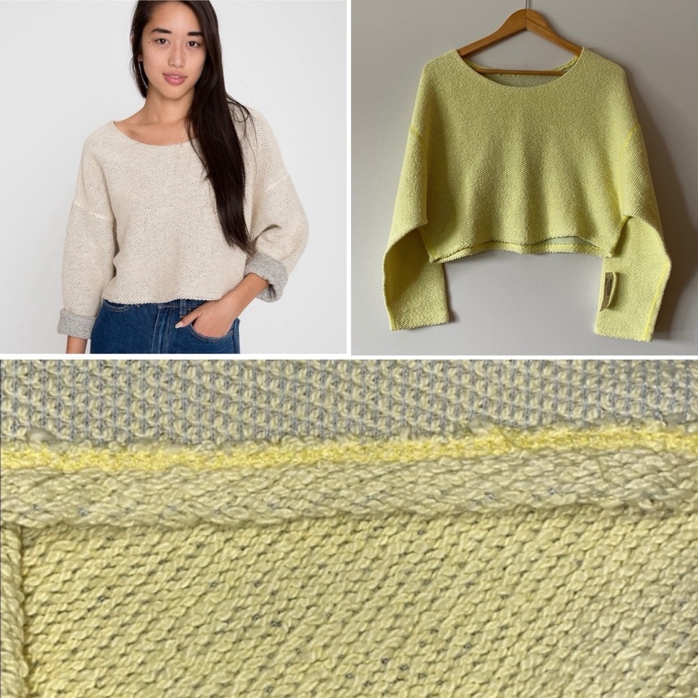 American Apparel citron yellow Reversible cropped Easy Sweater - Size XS/S